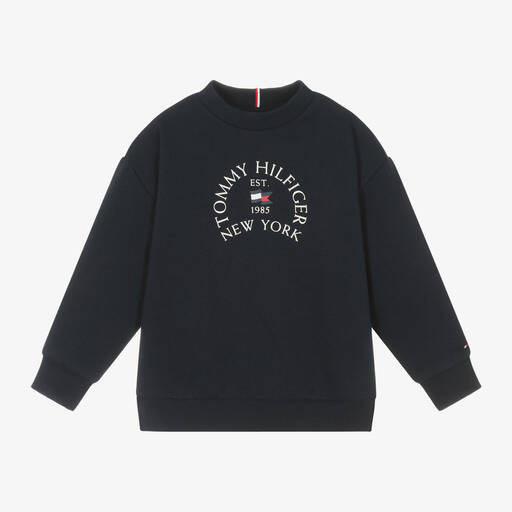 Tommy Hilfiger-Boys Navy Blue Cotton Sweatshirt | Childrensalon