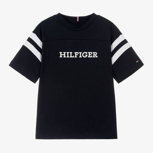 Tommy Hilfiger-Синяя хлопковая футболка для мальчиков | Childrensalon