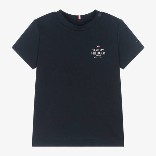 Tommy Hilfiger-Boys Navy Blue Cotton T-Shirt | Childrensalon