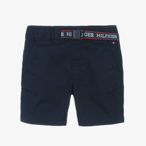 Tommy Hilfiger-Boys Navy Blue Organic Cotton Shorts  | Childrensalon
