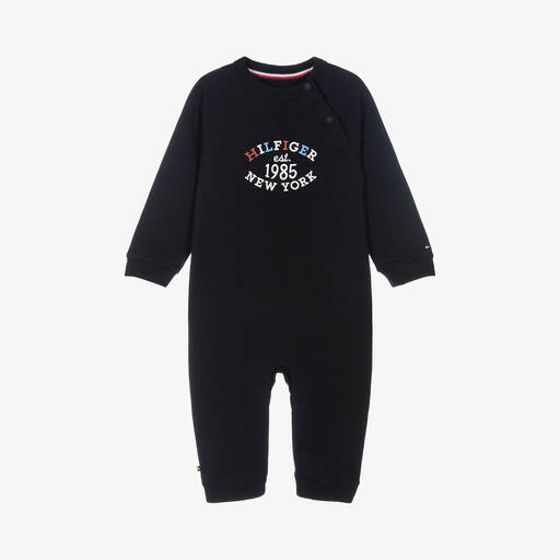 Tommy Hilfiger-Boys Navy Embroidered Babygrow | Childrensalon