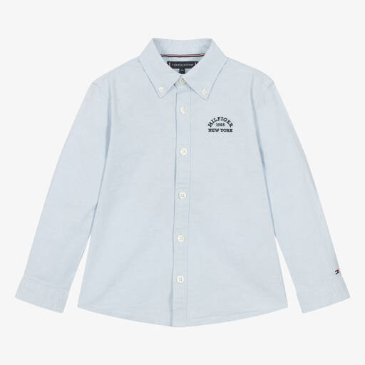 Tommy Hilfiger-قميص قطن أكسفورد لون أزرق فاتح للأولاد | Childrensalon