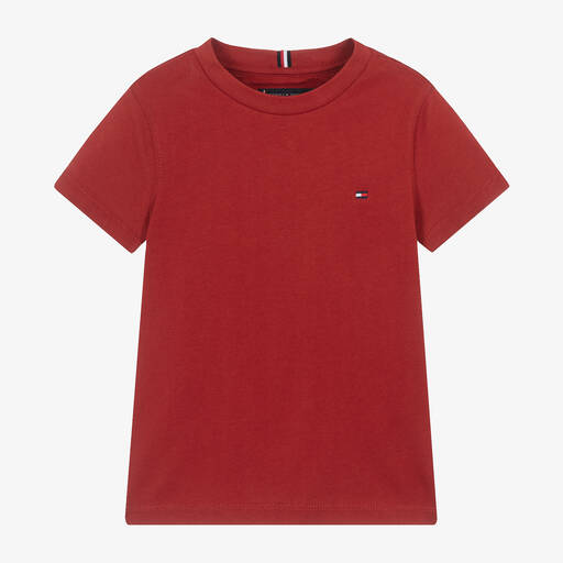 Tommy Hilfiger-Boys Red Cotton Flag Logo T-Shirt | Childrensalon