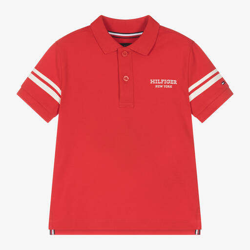 Tommy Hilfiger-Красная рубашка поло из хлопка для мальчиков | Childrensalon