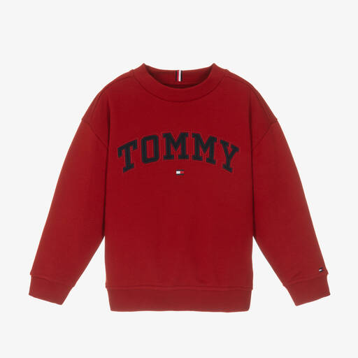 Tommy Hilfiger-Boys Red Cotton Tommy Sweatshirt | Childrensalon