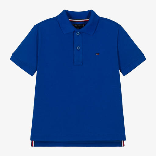 Tommy Hilfiger-Boys Royal Blue Cotton Polo Shirt | Childrensalon