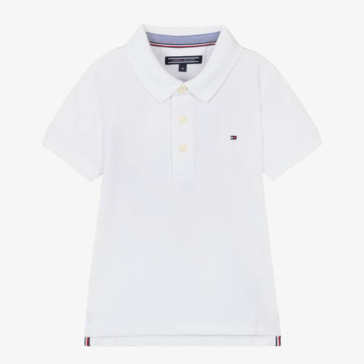 Tommy Hilfiger-Белая рубашка поло из органического хлопка для мальчиков | Childrensalon