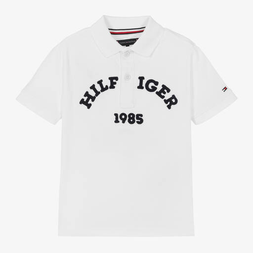 Tommy Hilfiger-Boys White Organic Cotton Polo Shirt | Childrensalon