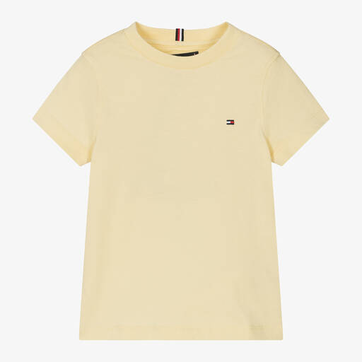 Tommy Hilfiger-Boys Yellow Cotton Flag Logo T-Shirt | Childrensalon