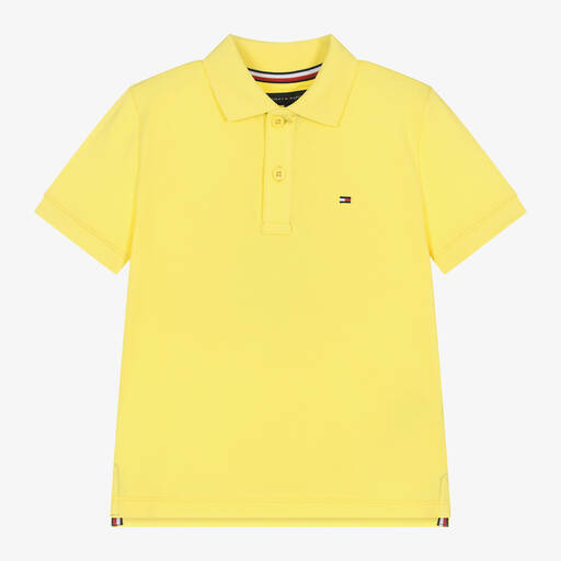 Tommy Hilfiger-Boys Yellow Cotton Polo Shirt | Childrensalon