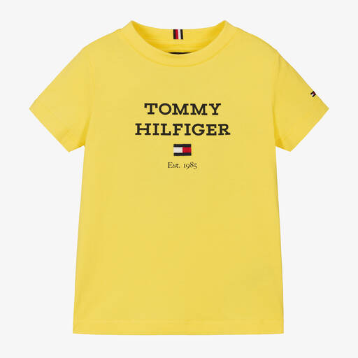 Tommy Hilfiger-T-shirt jaune en coton garçon | Childrensalon