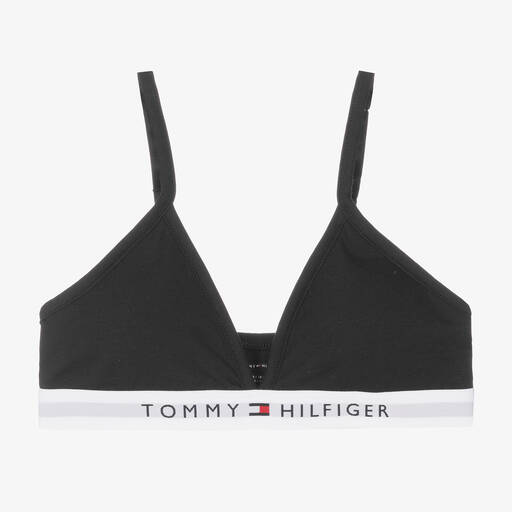 Tommy Hilfiger-Girls Black Cotton Triangle Bra | Childrensalon