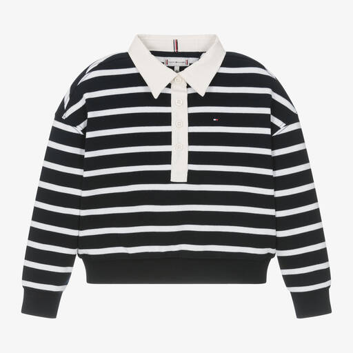 Tommy Hilfiger-Girls Blue Cotton Stripe Sweatshirt | Childrensalon