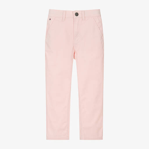 Tommy Hilfiger-Girls Pink Cotton Wide Leg Chino Trousers | Childrensalon