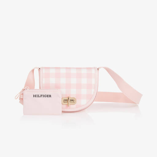 Tommy Hilfiger-Girls Pink Gingham Check Saddle Bag (16cm) | Childrensalon