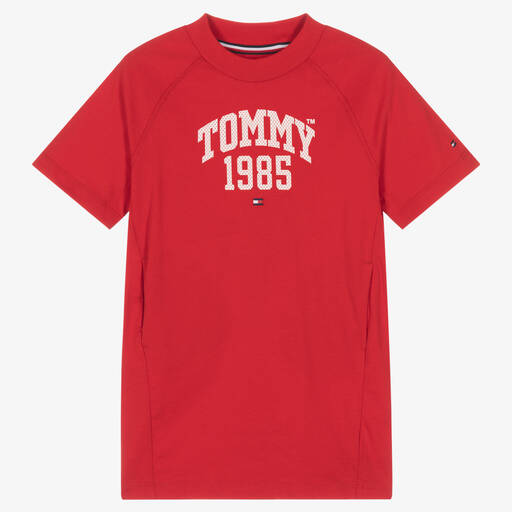 Tommy Hilfiger-Girls Red Cotton Jersey Dress | Childrensalon
