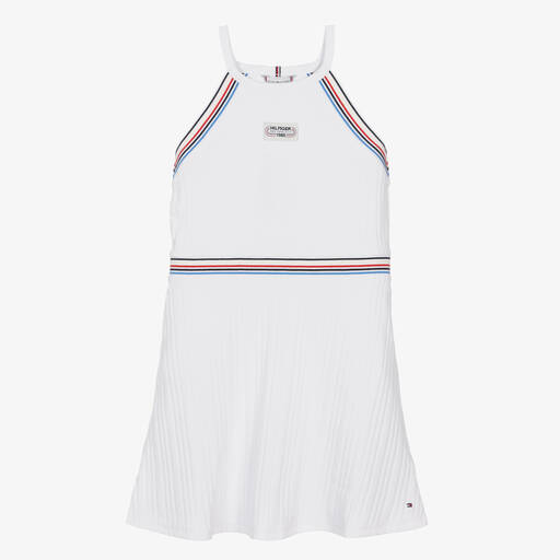 Tommy Hilfiger- فستان رياضي قطن جيرسي لون أبيض | Childrensalon