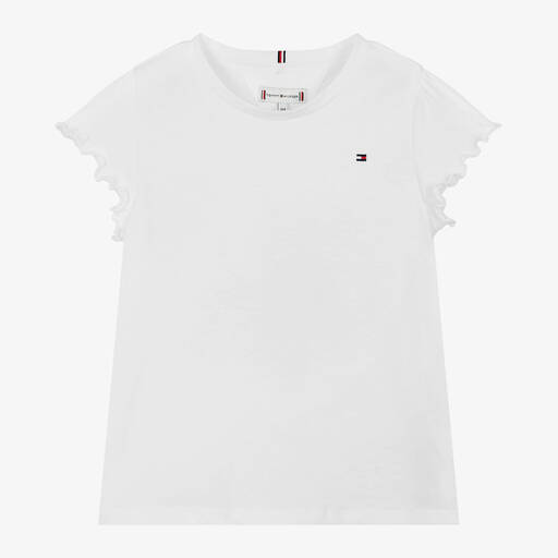 Tommy Hilfiger-Белая хлопковая футболка для девочек | Childrensalon
