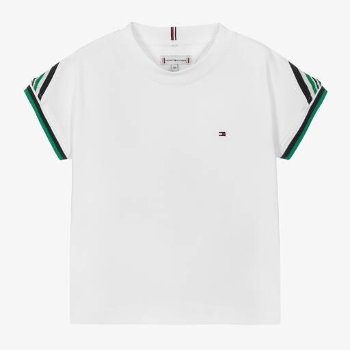 Tommy Hilfiger-Girls White Cotton T-Shirt | Childrensalon