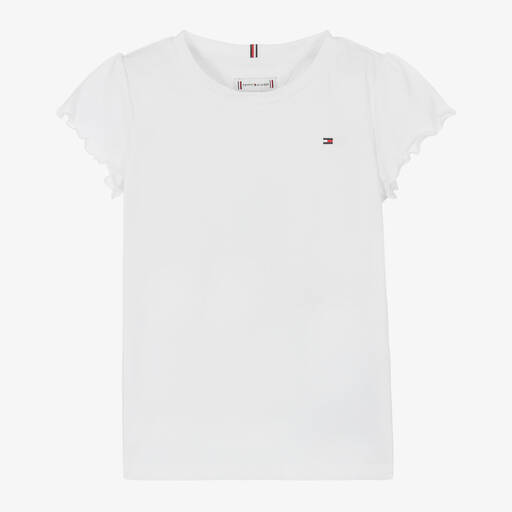 Tommy Hilfiger-Girls White T-Shirt | Childrensalon