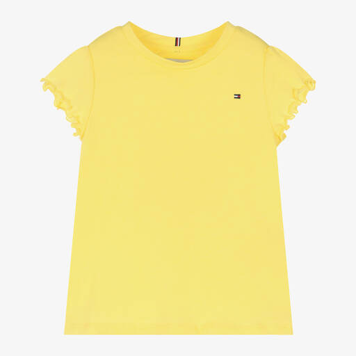 Tommy Hilfiger-Girls Yellow Cotton T-Shirt | Childrensalon