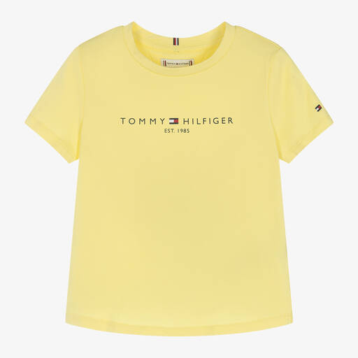 Tommy Hilfiger-Girls Yellow Cotton T-Shirt | Childrensalon