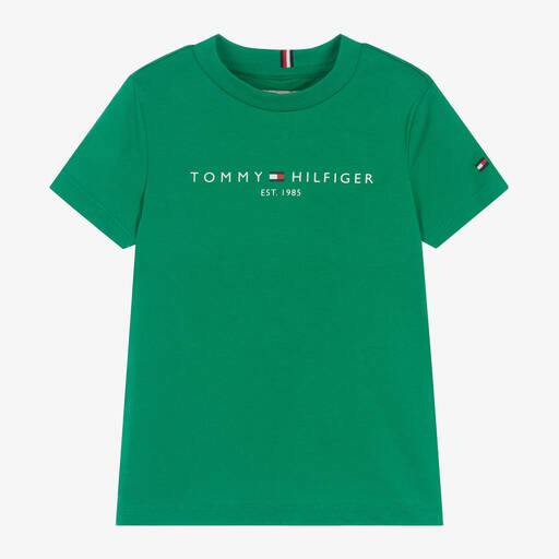 Tommy Hilfiger-Green Cotton T-Shirt | Childrensalon