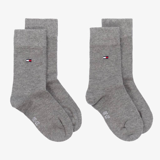 Tommy Hilfiger-Grey Cotton Socks (2 Pack) | Childrensalon