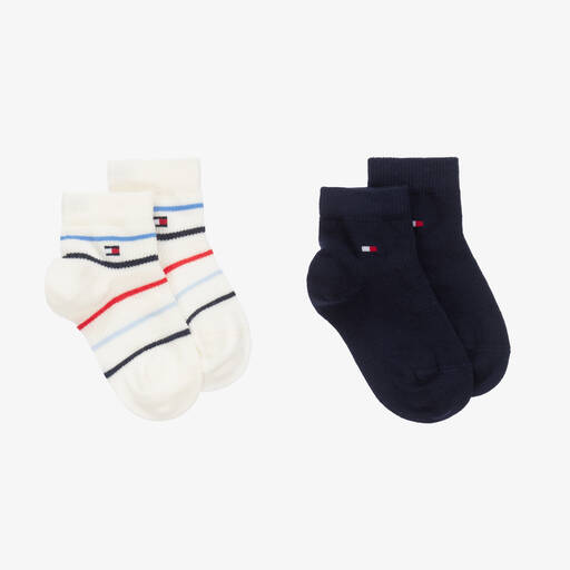 Tommy Hilfiger-Navy Blue Cotton Stripe Socks (2 Pack) | Childrensalon