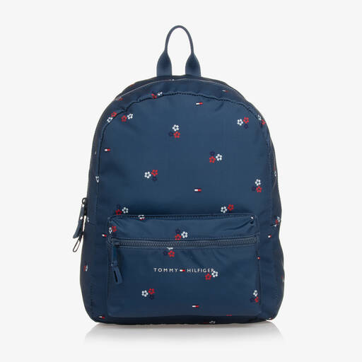 Tommy Hilfiger-Navy Blue Floral Print Backpack (42cm) | Childrensalon