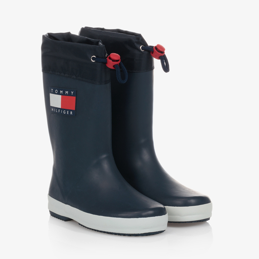 Tommy Hilfiger-Navy Blue Logo Rain Boots | Childrensalon