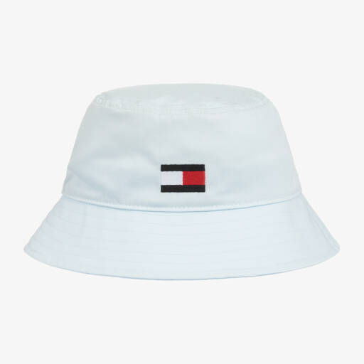 Tommy Hilfiger-Pale Blue Logo Bucket Hat | Childrensalon