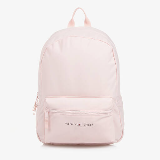 Tommy Hilfiger-Pink Canvas Flag Backpack (37cm) | Childrensalon