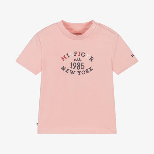 Tommy Hilfiger-Pink Cotton Jersey Baby T-Shirt | Childrensalon