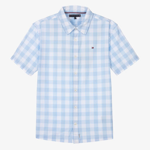Tommy Hilfiger- قميص كاروهات قطن لون أزرق للمراهقين | Childrensalon