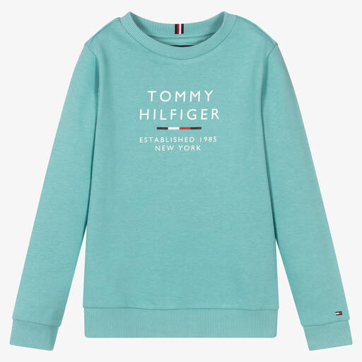 Tommy Hilfiger-Teen Boys Blue Cotton Logo Sweatshirt | Childrensalon