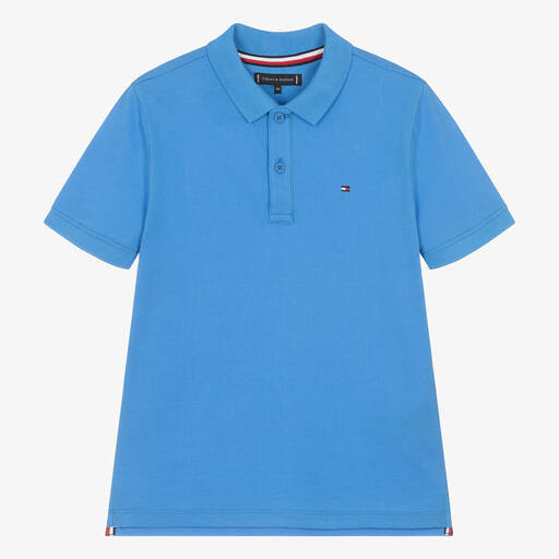 Tommy Hilfiger-Teen Boys Blue Cotton Polo Shirt | Childrensalon