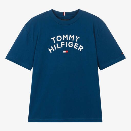 Tommy Hilfiger-Teen Boys Blue Cotton T-Shirt | Childrensalon