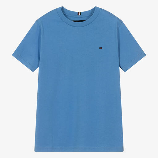 Tommy Hilfiger-Teen Boys Blue Cotton T-Shirt | Childrensalon