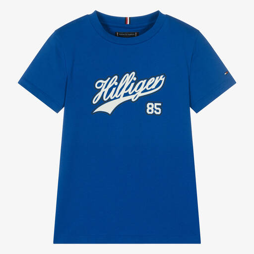 Tommy Hilfiger-Teen Boys Deep Blue Cotton T-Shirt | Childrensalon