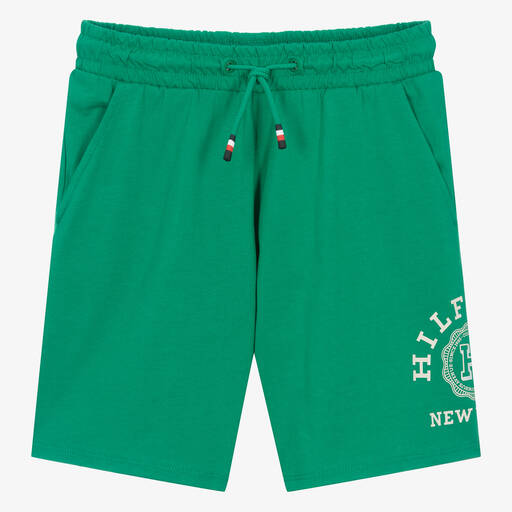 Tommy Hilfiger-Teen Boys Green Cotton Jersey Shorts  | Childrensalon