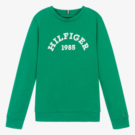 Tommy Hilfiger-Teen Boys Green Cotton Sweatshirt | Childrensalon