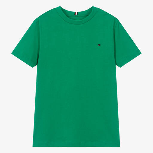 Tommy Hilfiger-Teen Boys Green Cotton T-Shirt | Childrensalon