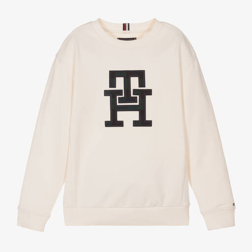 Tommy Hilfiger-Teen Boys Ivory Monogram Sweatshirt | Childrensalon