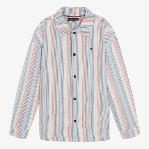 Tommy Hilfiger-Teen Boys Multi-Stripe Oxford Cotton Shirt | Childrensalon