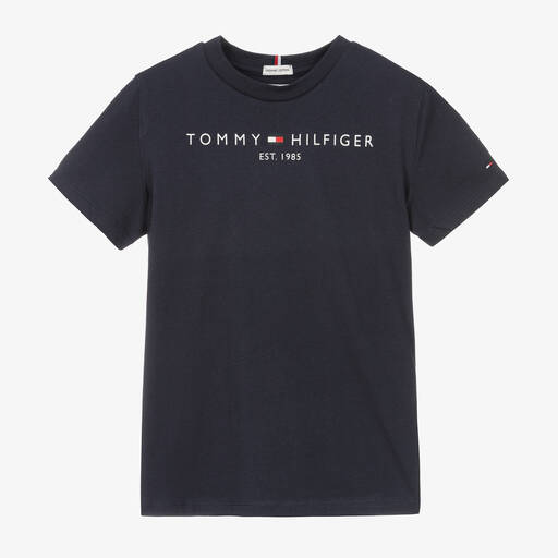 Tommy Hilfiger-T-shirt bleu marine en coton ado garçon | Childrensalon