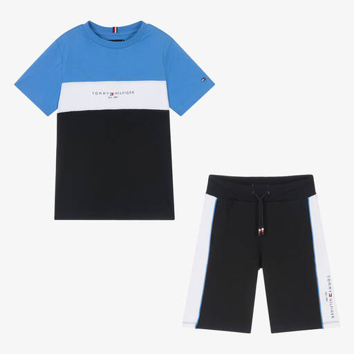 Tommy Hilfiger-Teen Boys Navy Blue Cotton Shorts Set | Childrensalon