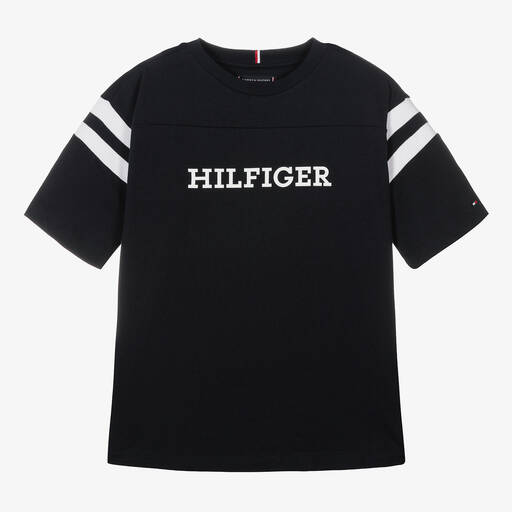 Tommy Hilfiger-Синяя хлопковая футболка для мальчиков-подростков | Childrensalon