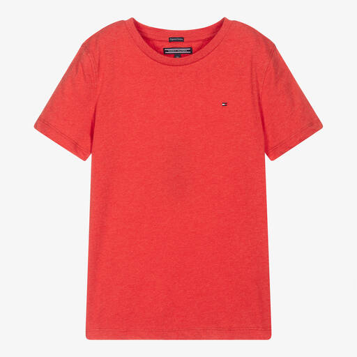 Tommy Hilfiger-Teen Boys Red Cotton Flag Logo T-Shirt | Childrensalon