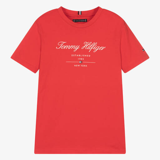 Tommy Hilfiger-تيشيرت قطن لون أحمر للمراهقين | Childrensalon